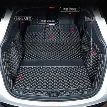 Ковер для багажника Грузового лайнера для Tesla Model Y 2021 2022, коврик для заднего багажника, прочный Водонепроницаемый кожаный коврик для пола