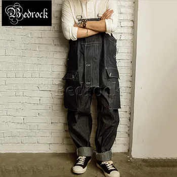 Комбинезон Bedrock 12 унций, стираный американский винтажный джинсовый комбинезон, свободные подтяжки, джинсовый комбинезон в полоску для мужчин