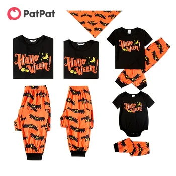 Комплекты Одежды для семьи PatPat на Хэллоуин, Пижамы с короткими рукавами и буквенным принтом 
