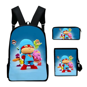 Костюм-тройка Small P Youyou Pocoyo3D, трендовый рюкзак с цифровой цветной печатью, школьный ранец для учащихся начальной и средней школы