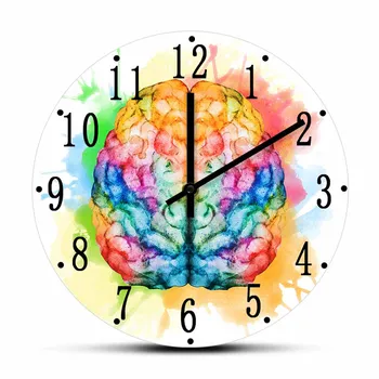 Красочная Картина По Анатомии мозга, Художественный Дизайн, Настенные Часы Для Медицинского Офиса, Психологическое Произведение Искусства, Настенные Часы Для Невролога, Подарок