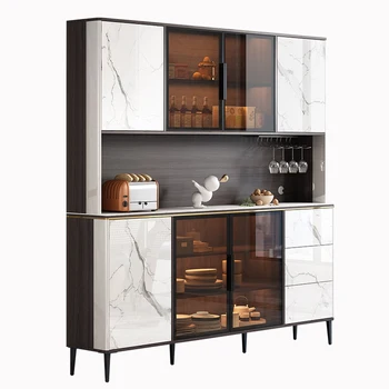 Легкий роскошный обеденный боковой шкаф на каменной доске, встроенный в высокий настенный шкаф, бытовой кухонный боковой шкаф