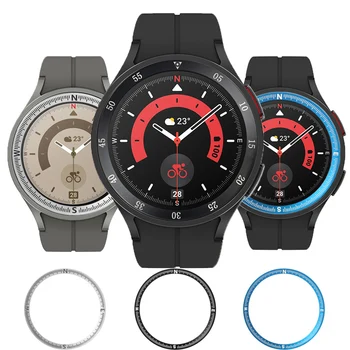 Металлический ободок для Samsung Galaxy Watch 5 Pro, 45 мм, чехол для компаса, клейкий бампер, декоративное кольцо, чехол для умных часов, Аксессуары