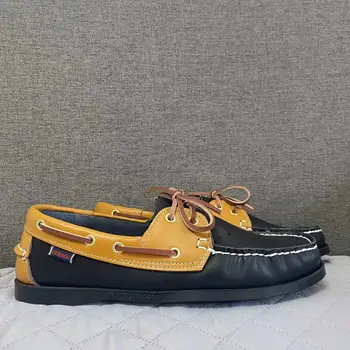 Мужская аутентичная обувь для доков Sebago - Премиальная кожаная обувь для лодок на шнуровке с острым носком AB015