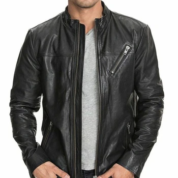 Мужская Кожаная куртка, приталенная куртка, пальто в стиле мотоцикла, Байкера, гонщика, Модная верхняя одежда