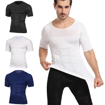 Мужская футболка для подтягивания тела, Компрессионные рубашки для контроля осанки, майка-корректор осанки, Мужское корректирующее белье для похудения