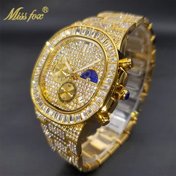 Мужские часы Moissanite Iced Out, Роскошные дизайнерские часы Iced Out с бриллиантами, многофункциональные мужские часы оптом, деловые часы AAA