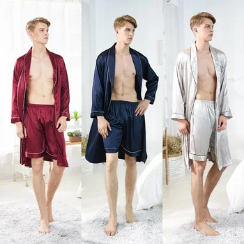 Мужские Шелковые атласные пижамные брюки, Пижамные штаны, Плюс Размер, Повседневная домашняя одежда, Шорты, 3 цвета Для мужчин, Новые