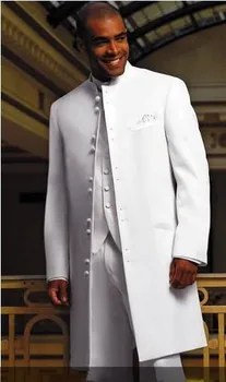 Мужской костюм, длинное Пальто, Белые Смокинги для жениха, Блейзер Жениха, Мужские Деловые костюмы, костюмы для выпускного вечера (пиджак + Брюки + Жилет + Галстук), terno masculino