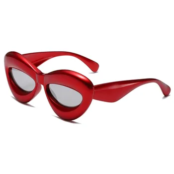 Надувные губы y2k future wind ins, модный тренд, европейские и американские мужские и женские солнцезащитные очки с кошачьим глазом