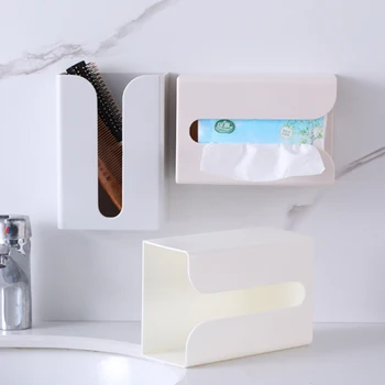 Настенный бесшовный держатель для салфеток с наклейками, простая пластиковая многофункциональная коробка для туалетной бумаги, украшение ванной комнаты