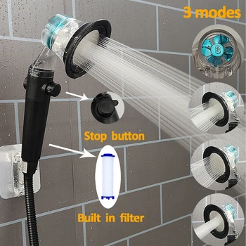 Новая дизайнерская насадка для душа Propeller для ванной комнаты, экономящая воду под высоким давлением, с регулируемой кнопкой, Встроенный фильтр, Ручная насадка для душа