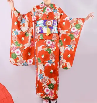 Новая японская женская традиция Кимоно Красочный принт платья включает пояс