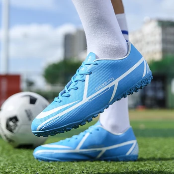 Новый дизайн, Синие футбольные бутсы, Нескользящие мужские футбольные бутсы, Дышащие детские футбольные бутсы Большого Размера 47, Zapatos De Futbol