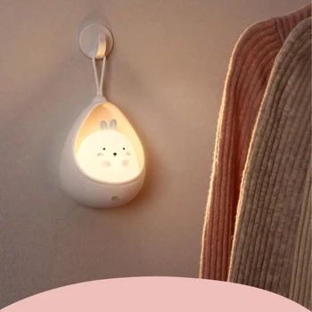 Ночник с сенсорным управлением, Симпатичная Индукционная лампа в виде животного Человека для детской спальни, USB Перезаряжаемые силиконовые светодиодные настенные светильники