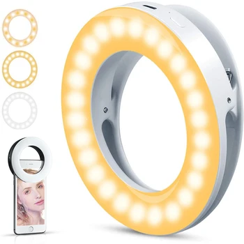 Обновление 3200 K-6500 K LED Clip Ring Light 40 Светодиодных Ламп Selfie Fill Lights Для Мобильного телефона iPhone Andriod, Увеличивающая Зарядку Через USB Лампа