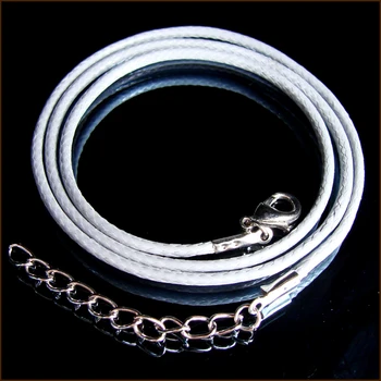 Оптовая продажа Белые/серые Кожаные плетеные шнуры для ожерелья с посеребренной застежкой-лобстером 2 мм 21 