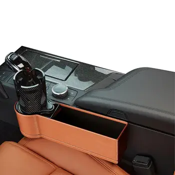 Органайзер для наполнения зазоров в автомобильных сиденьях, ящик для хранения зазоров в автомобильных сиденьях, консоль из искусственной кожи с двойным подстаканником, прочный автомобильный карман