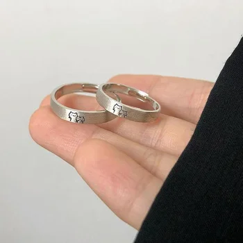 Пара колец с рисунком милого кота, открытое Регулируемое кольцо, свадебное ювелирное кольцо медно-серебряного цвета, подарок друзьям для большинства женщин и мужчин
