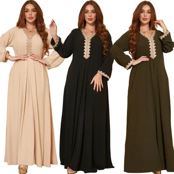 Платье Осенне-Зимнее Ближневосточное Мусульманское Модное Кружевное В Европейском Этническом Стиле Женское Платье из Юго-Восточной Азии
