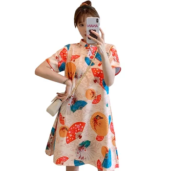 Плюс размер M-4XL, модный тренд, современное вечернее платье Чонсам для женщин, Летнее Свободное Платье Ципао с коротким рукавом, Традиционная китайская одежда