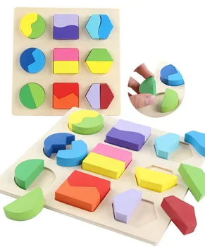 Развивающие деревянные игрушки Монтессори, детские геометрические фигуры, цветные пазлы, настольные игры, головоломки, Сортировка, математика, дошкольное обучение