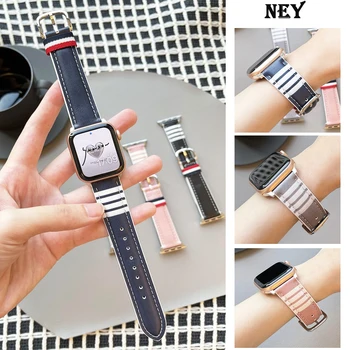 Ремешок из натуральной кожи для Apple Watch Ultra Band 49 мм 41 мм 45 мм 38-40 мм-42-44 мм Ретро-петлевый браслет iwatch series 8 7 6 5 4 3 SE