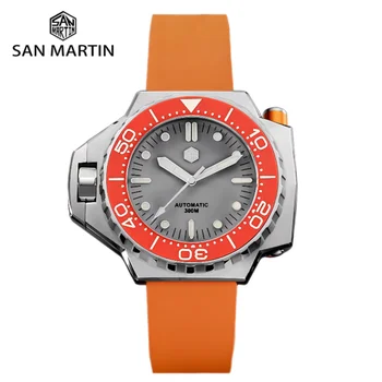 Роскошные Часы San Martin Diver С Гелиевым устройством, Двунаправленный Вращающийся безель, Сапфировые Автоматические механические часы, Светящиеся SN0077