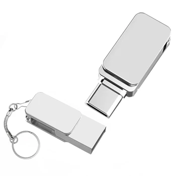 Ручка-Накопитель Ключ 64 ГБ USB Флэш-накопитель 32 ГБ OTG Металлический USB 2.0 Type C Высокоскоростной флешки Мини Флэш-Накопитель Memory Stick