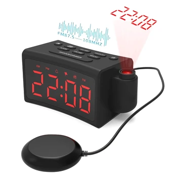 Светодиодный будильник с функцией повтора FM-радио USB, проекционные Цифровые часы, Таймер, Настольные часы
