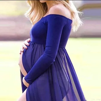 Сексуальные шифоновые платья для беременных для фотосессии, женское Макси-длинное платье для беременных без бретелек, Одежда для беременных, однотонный реквизит для фотосъемки