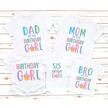 Семейные футболки с капкейками на день рождения для девочек, милая одинаковая одежда для всей семьи, Милые наряды, Белый топ, мужские, женские, детские футболки