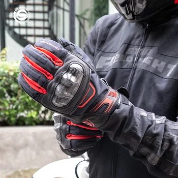 СФК мотоцикл кожаные перчатки полный палец сенсорный экран Перчатки х / б вкладыш мотоцикл черный красный езда мотокросс аксессуары