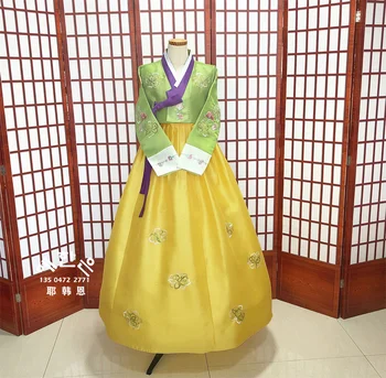 Ханбок Корейский импорт Свадебных приветственных народных костюмов ручной работы Ханбок, костюмы для выступлений на масштабных мероприятиях