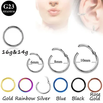 Цельнокроеные кольца из титанового сегмента G23, кликер для пирсинга перегородки носа, кольцо для носа, кольцо для губ, серьги, спиральный пирсинг, украшения для тела