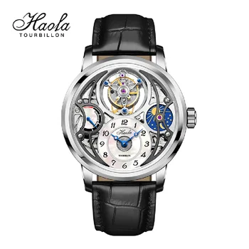 Часы с турбийоном Haofa Skeleton Для мужчин, механические Сапфировые мужские часы с турбийоном Moonphase Tourbillon, мужские часы, relogio gio masculino 2023