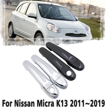 Черная ручка Из Углеродного волокна Или Хромированная Накладка боковой двери Для Nissan Micra K13 Renault Puls 2011 ~ 2019 Автомобильные Аксессуары 2012