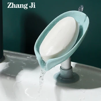 Чжан Цзи Простая мыльница в форме листа, Пластиковый аксессуар для ванной комнаты, Всасывающая нескользящая Кухонная губка для душа, сливная мыльница
