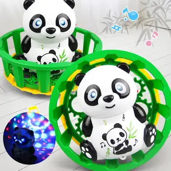 Электрическая вращающаяся панда в корзине со светодиодной проекцией, музыкальная обучающая детская игрушка для детей, подарки для детей