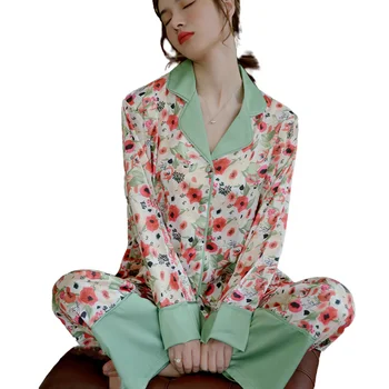 2023 Женская Атласная Шелковая Пижама, Летняя Сексуальная Домашняя Одежда, Женская Повседневная Свободная Роскошная Пижама, Комплект Тонкой Пижамы Для Женщин