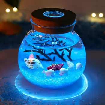 Diy Светящаяся Стеклянная Бутылка CrystalLight Морское дно Светящаяся Бутылка Бетта Аквариум Орнамент Бутылка Желаний Домашний декор Подарок для Друга