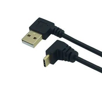 Вверх и вниз Под углом 90 градусов Позолоченный USB 3.1 type-c USB-штекер к USB-разъему для зарядки данных maleLeft 25 см для планшетного телефона