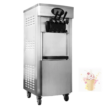 Коммерческая машина для производства Мягкого Мороженого Из нержавеющей Стали, вертикальная машина для приготовления мороженого, Автомат по продаже мороженого с двойным компрессором 2200 Вт