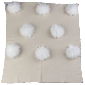 Теплое шерстяное Пеленальное одеяло Для новорожденных, дорожные постельные принадлежности для сна, Пеленальная упаковка, Подарок на День рождения С помпонами из натурального меха 8-13 см